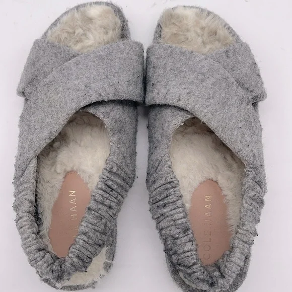 Cole Haan Women’s Size 7.0 Gray Mojave Criss-Cross Wool Comfy Slingback Slippers - Picture 6 of 8